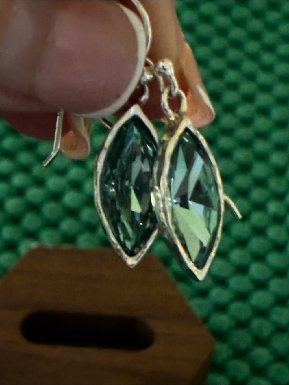 Silpada’s Marquise Drop Earrings frosty green and sterling silver, new